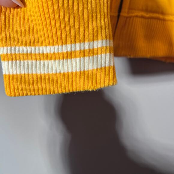 Mitchell & Ness Women’s Yellow Hoodie M full Zip Distressed Script Logo - Picture 12 of 12